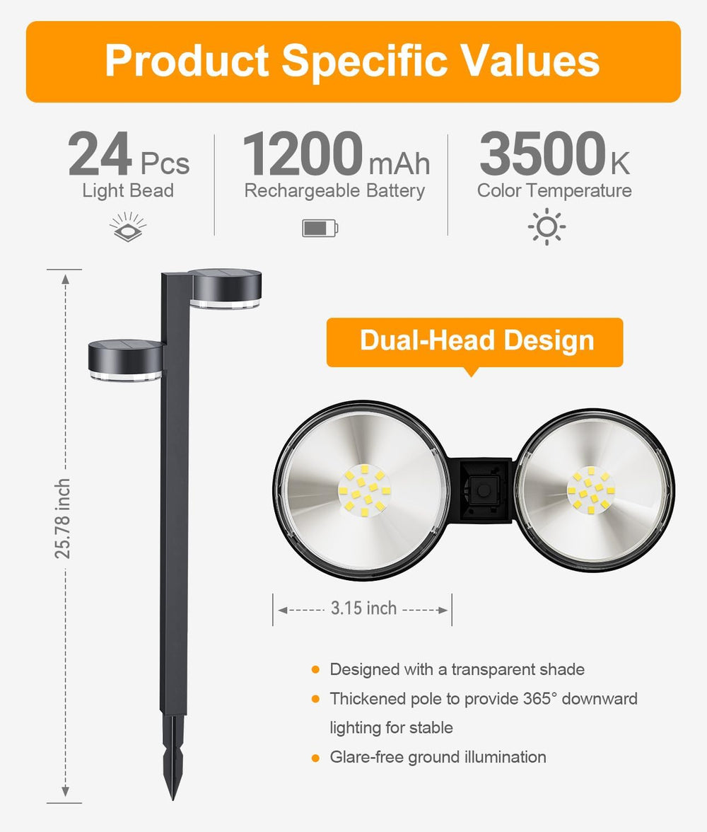 Bright Solar Pathway Lights Outdoor, 6 Pack with 144 LEDs Garden Lights Solar...