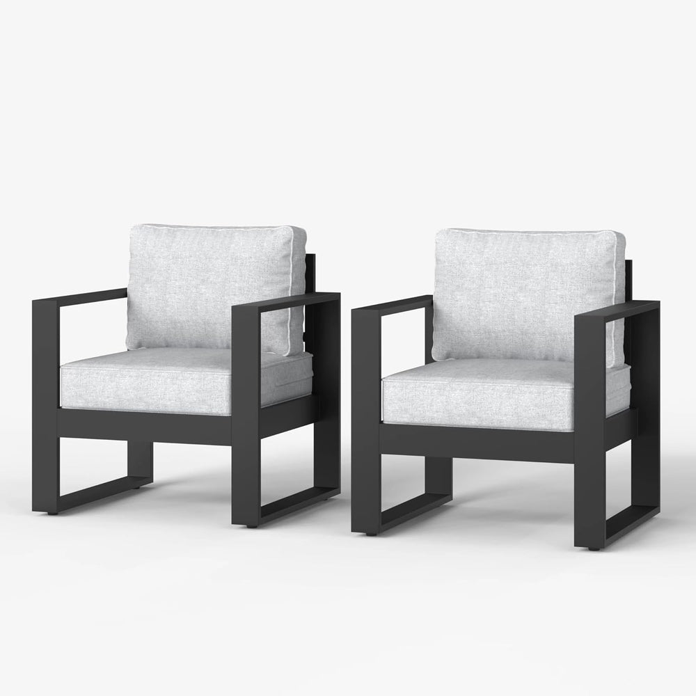 LayinSun Outdoor Patio Aluminum Chair, Metal Modern Armchair Set of 2 with Wa...