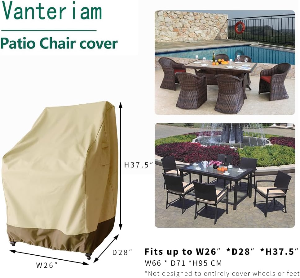 Outdoor High Back Chair Cover, Heavy Duty Waterproof Patio Swivel Chair Cover...