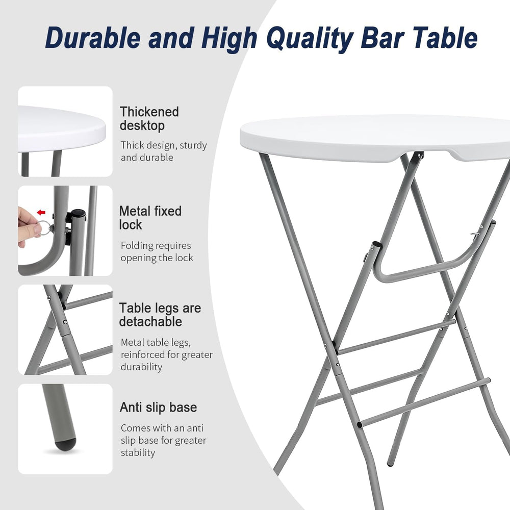 31.5" L X 31.5" W X 43" H - Cocktail Table White High Top Fold...