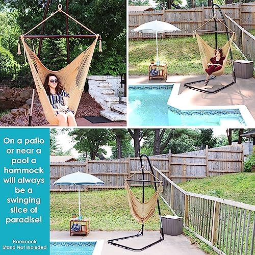 Sunnydaze Hanging Hammock Chair Swing for Patio, Caribbean, Tan