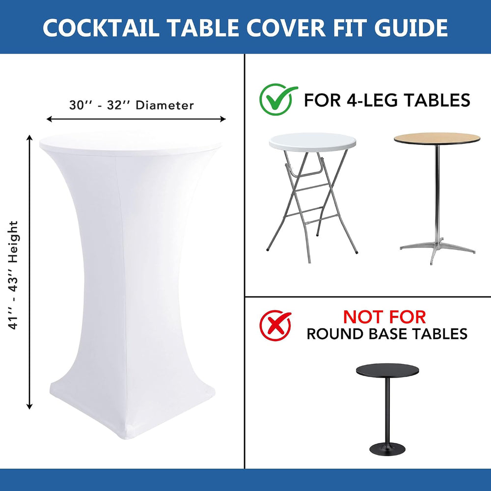 Cocktail Table Covers-White Spandex Round High Top Table Cloths Party