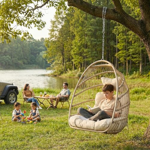 BULEXYARD Outdoor Patio Egg Chair Without Stand, Foldable Swing Chair