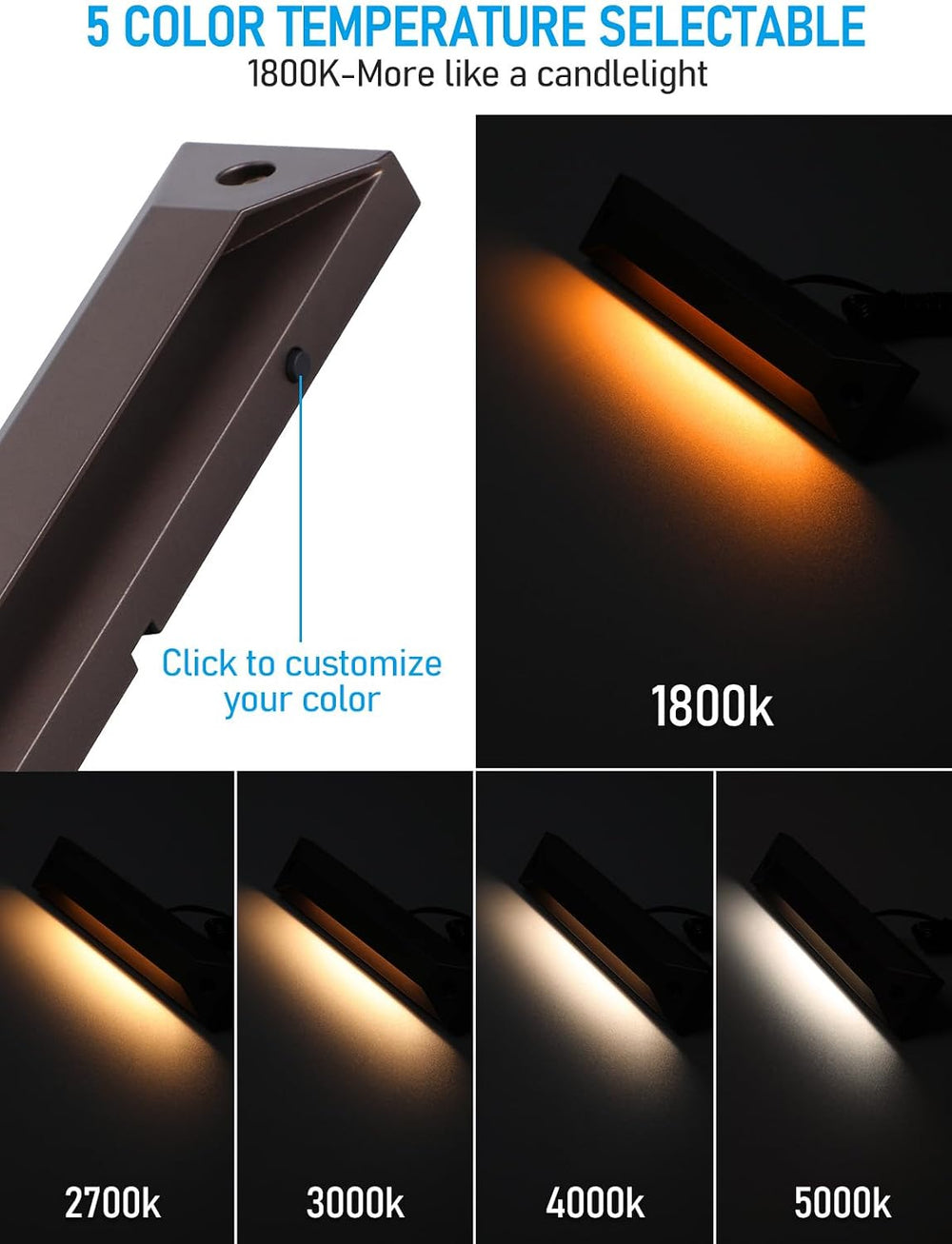LEONLITE 6-Pack 8 Inch 5CCT Low Voltage LED Step Lights Outdoor