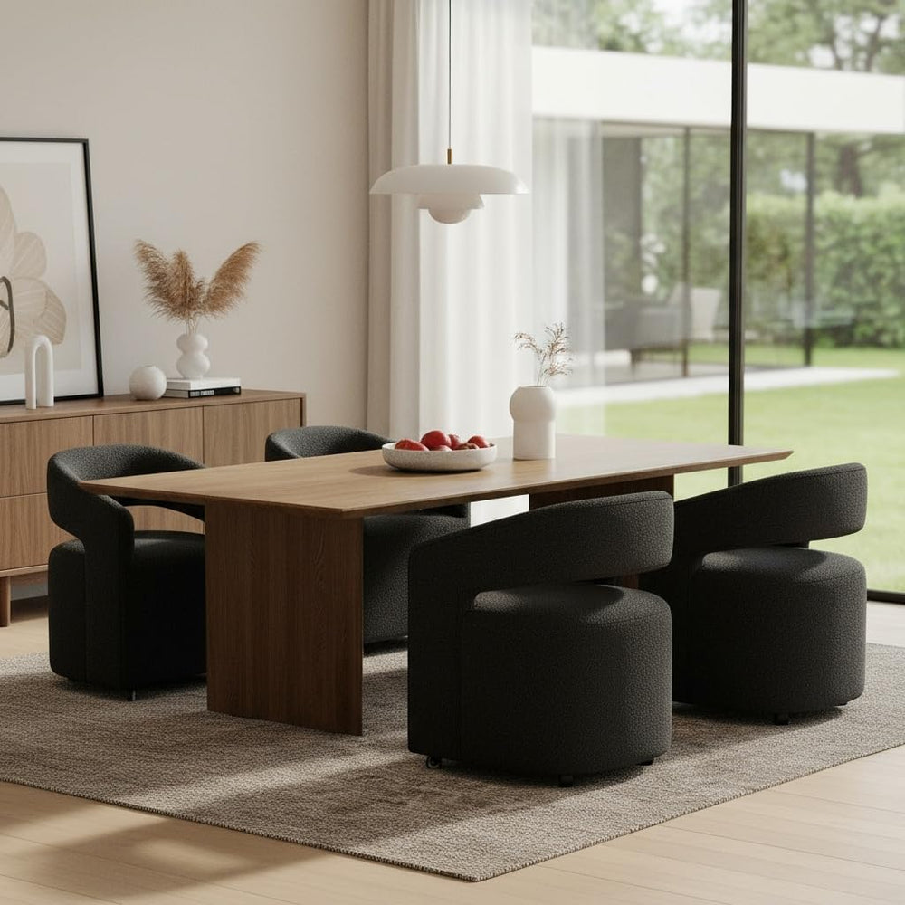 LukeAlon Sherpa Dining Chairs Set of 4, Modern 360° Swivel Kitchen Chairs wit...