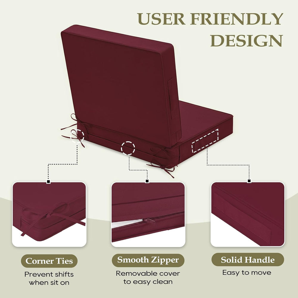 Wellsin Outdoor Deep Seat Patio Cushions, 24 x 24 Waterproof & 3-Year Fad...