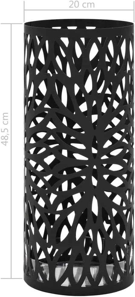 vidaXL Elegant Steel Umbrella Stand in Black - Durable Powder Coated Steel wi...