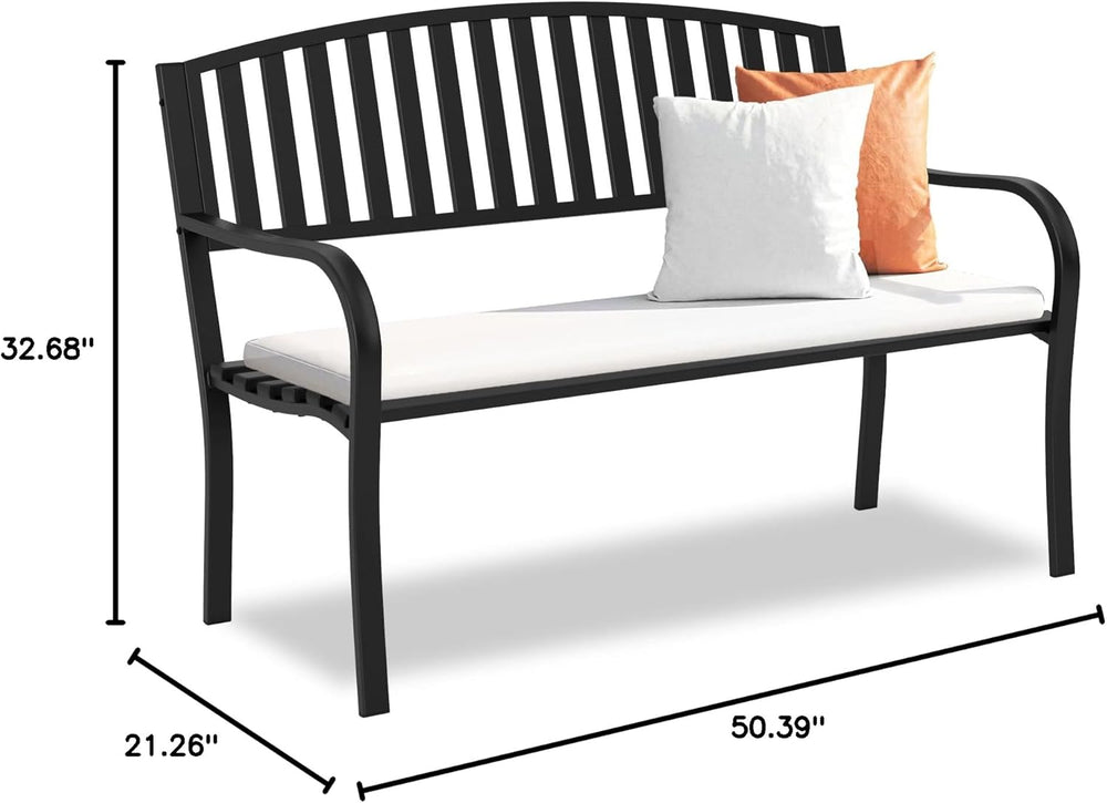 Outdoor Bench Garden Bench, Weatherproof Anti-Rust Heavy-Duty Outside Benches...