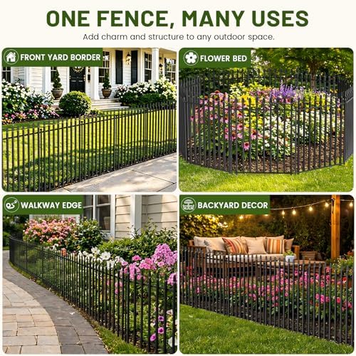 No Dig Decorative Garden Fence, 32in(H)×22ft(L), 10 Panels