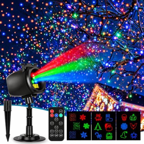 Outdoor Laser Projector Lights, RGB Firefly Light Show for Backyard Parties &...