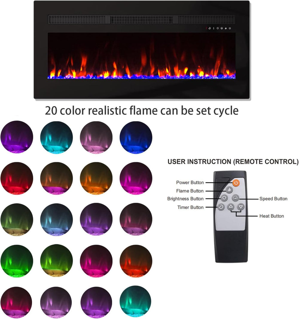 Panana Electric Fireplace Heater Wall Mounted, 60 inch Wide Recessed Electric...