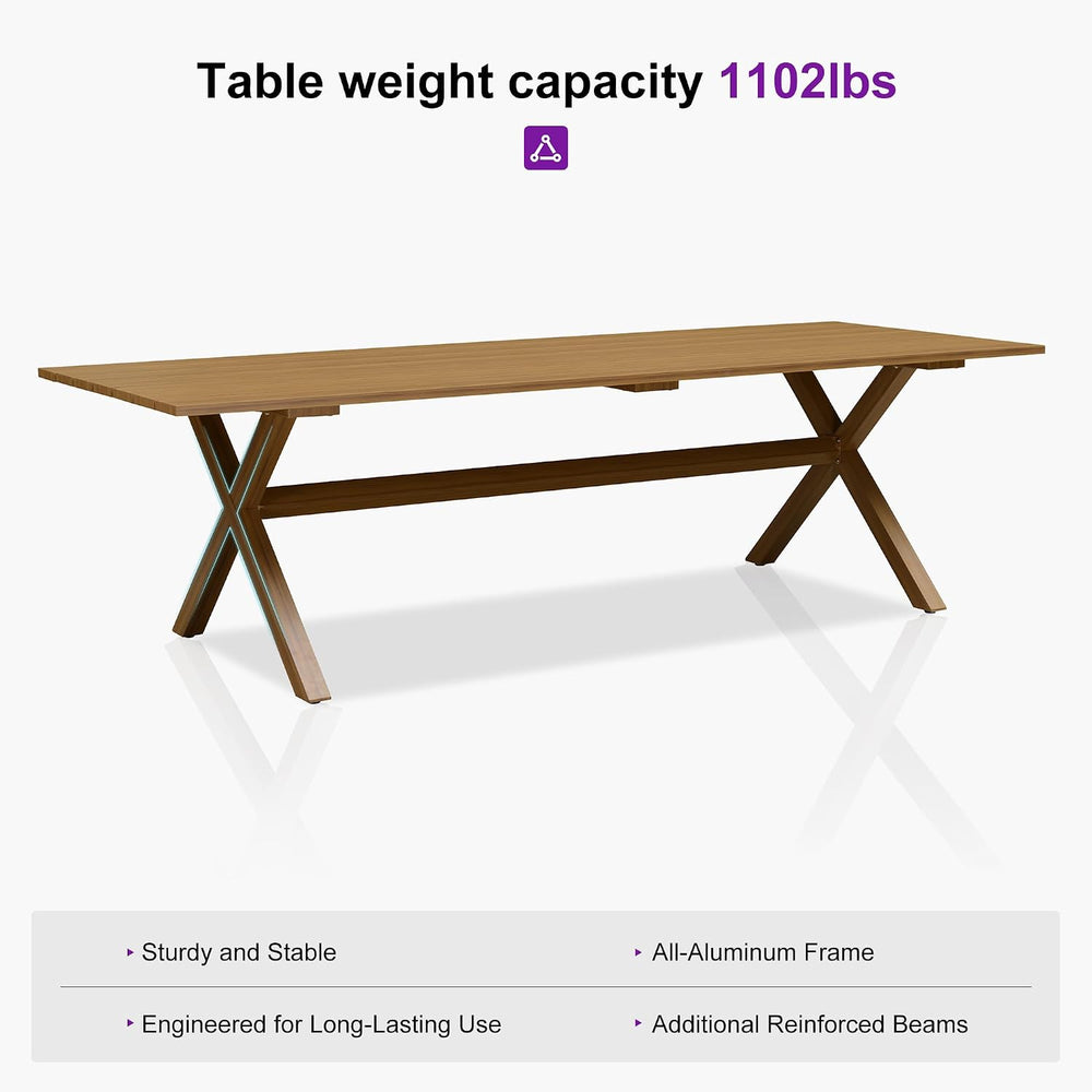 PURPLE LEAF Outdoor Dining Set for 10 with Cushions PE Rattan Teak