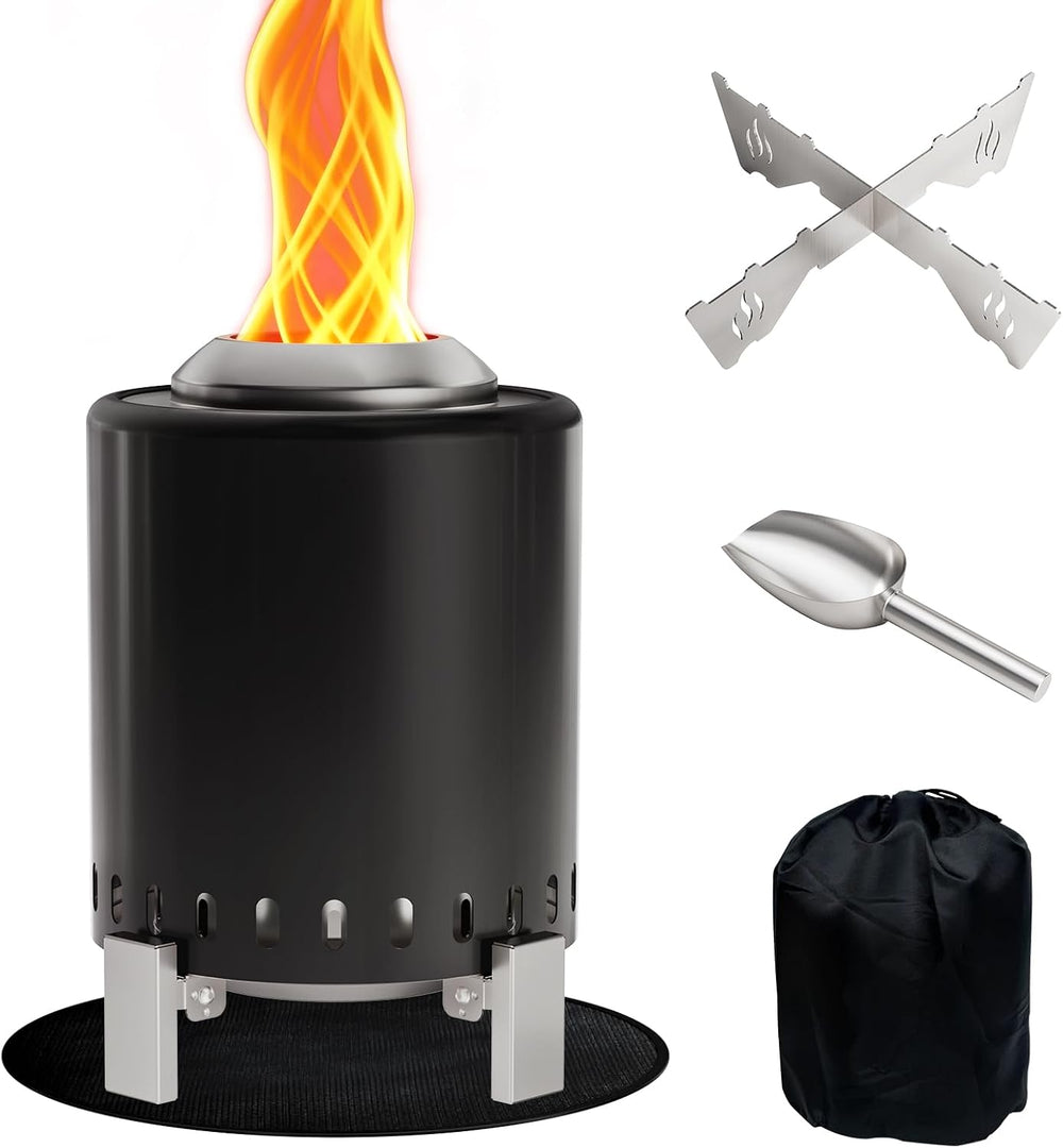 Breezz Smokeless Tabletop Fire Pit 7 in, Black