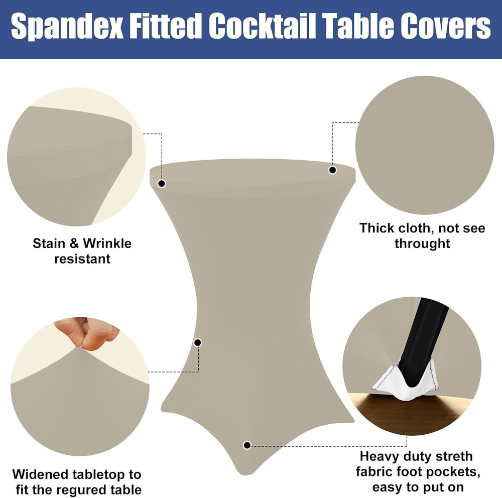 Moosfor Spandex Cocktail Table Covers 4 Pack, Elastic Fitted Stretch Table Cl...