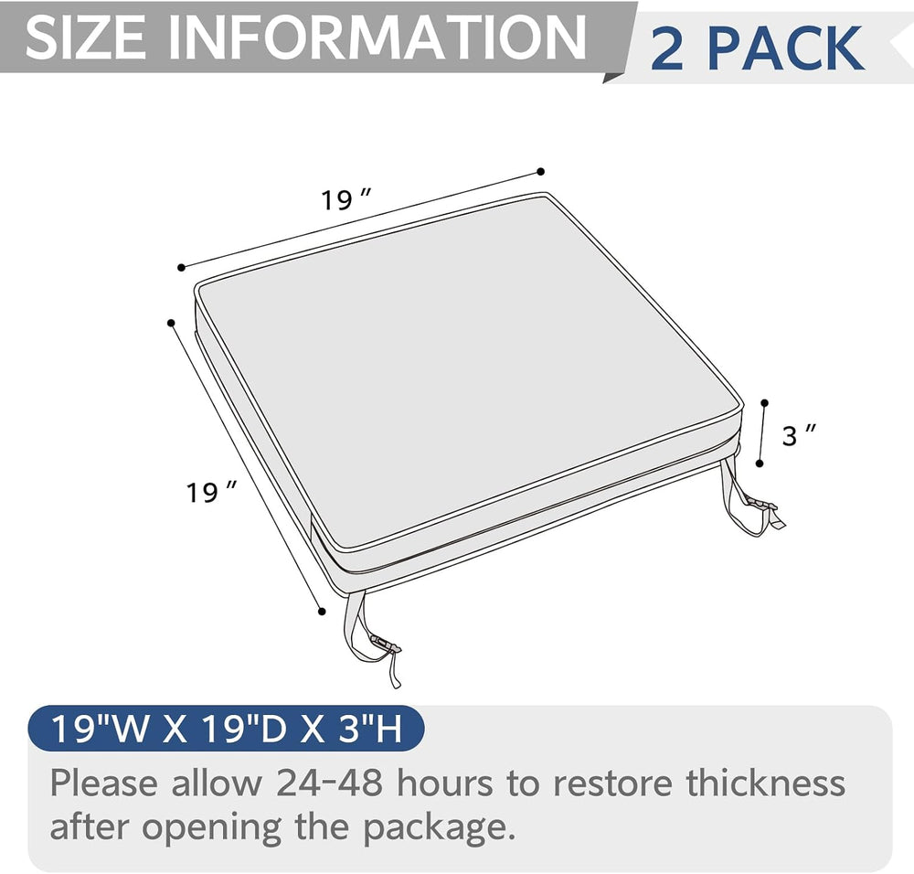Patio Chair Cushions 19 x 19 x 3 Inch, Outdoor Cushions for Patio Furniture, ...