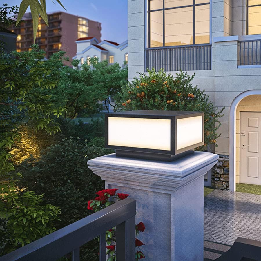 Pillar Lamp Post Light, Fence Deck Cap Light Lantern Column Lamp for Flat Sur...