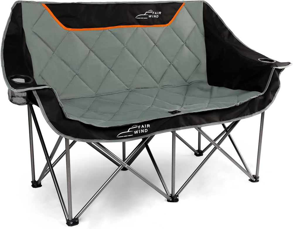 FAIR WIND Oversized Fully Padded Camping Chair Folding Loveseat Camping Couch...