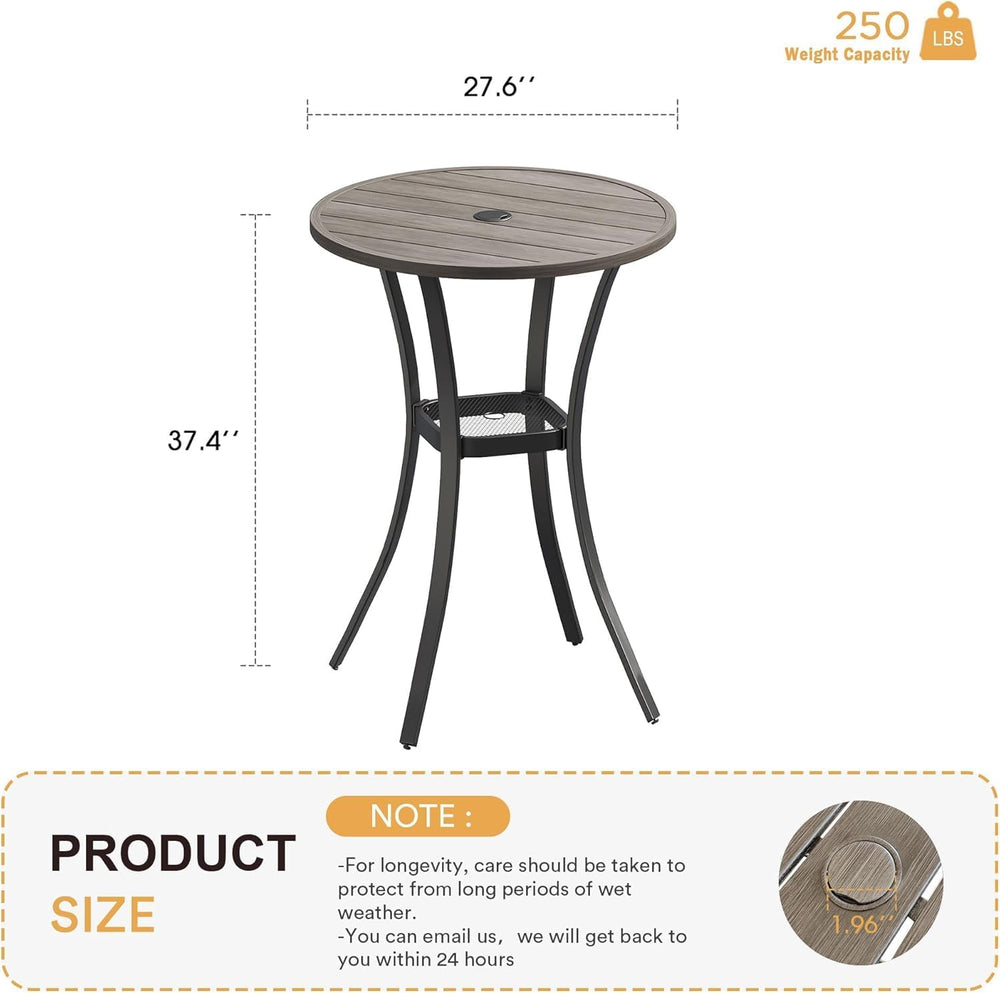 VICLLAX 28" Round Outdoor Bar Table with Adjustable Umbrella Hole, Count...
