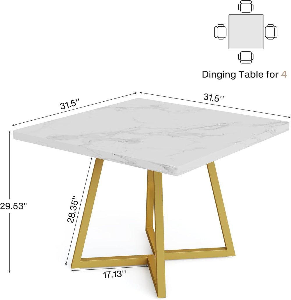 Tribesigns Square Dining Table for 2, 31.5" Modern Dinner Table with Met...