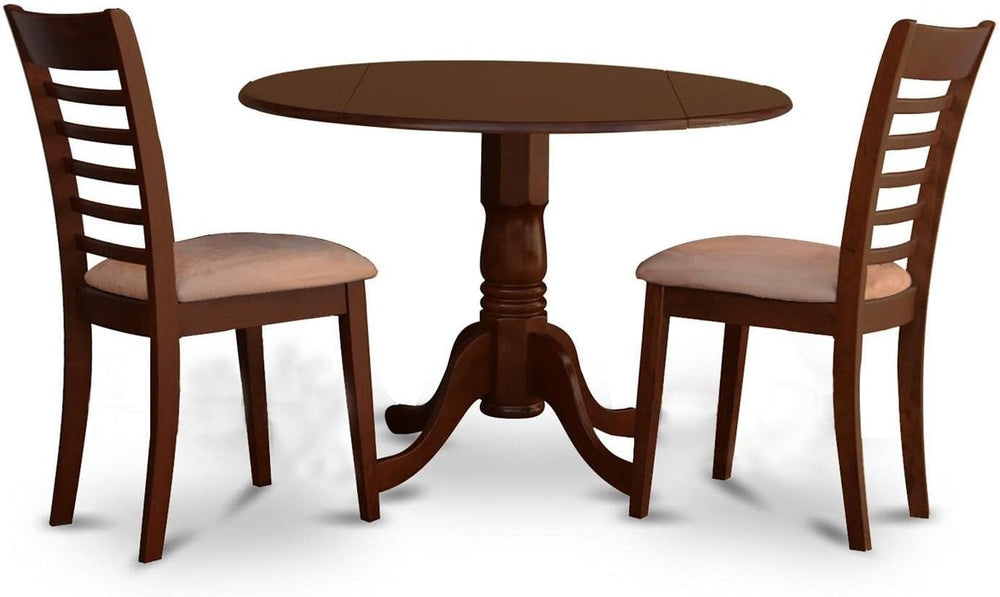 East West Furniture DLML3-MAH-C 3 Piece Dining Set Contains a Round Dining Ro...