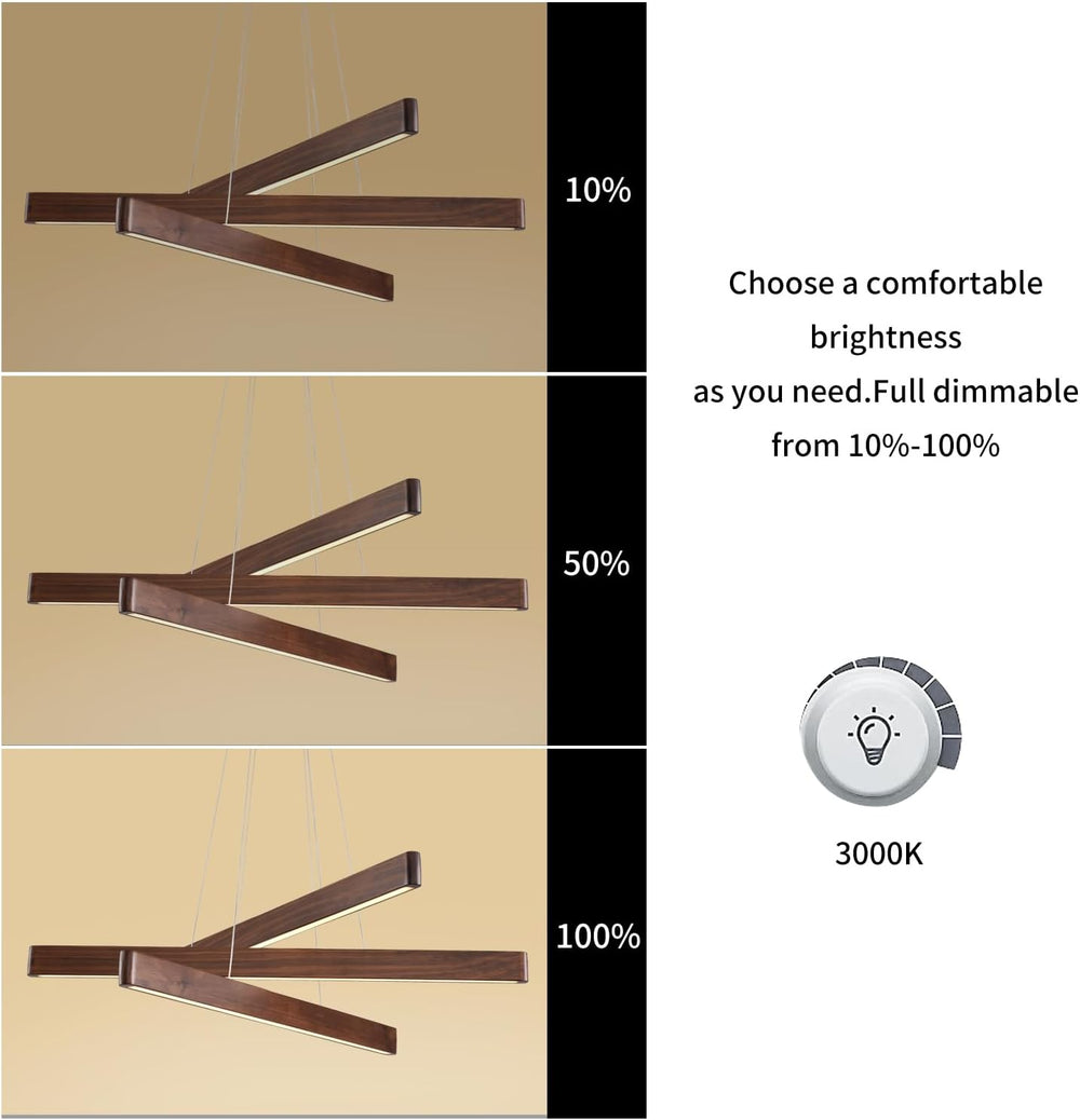 YISDESIGN 3-Light Linear Pendant,Dining Room Light Fixture,Modern Led Chandel...