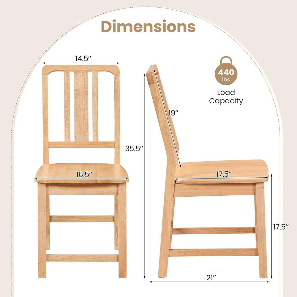 GIANTEX Wood Dining Chairs Set of 2, Natural Wooden Style,Hollowed Backrest