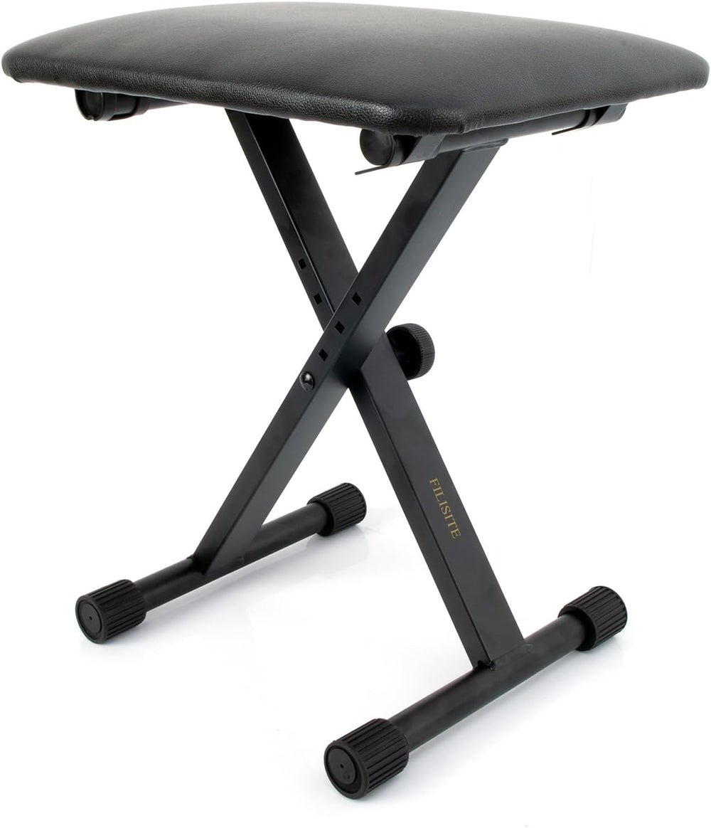 Keyboard Bench X-Style Height Adjustable Padded Cushion Foldable Stool Portab...