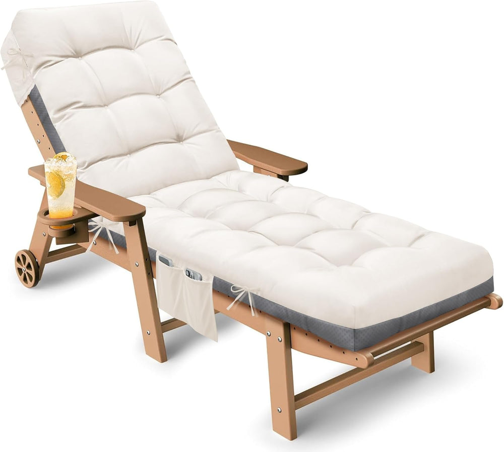 Outdoor Lounge Chair Cushion, Waterproof Replacement Chaise Lounge Cushions f...
