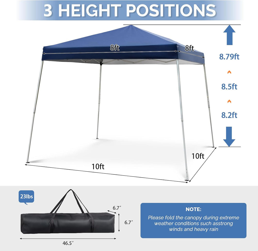 VINGLI 10x10 ft Pop Up Canopy Tent, Easy Up Tent Canopy, Foldable Portable Ca...