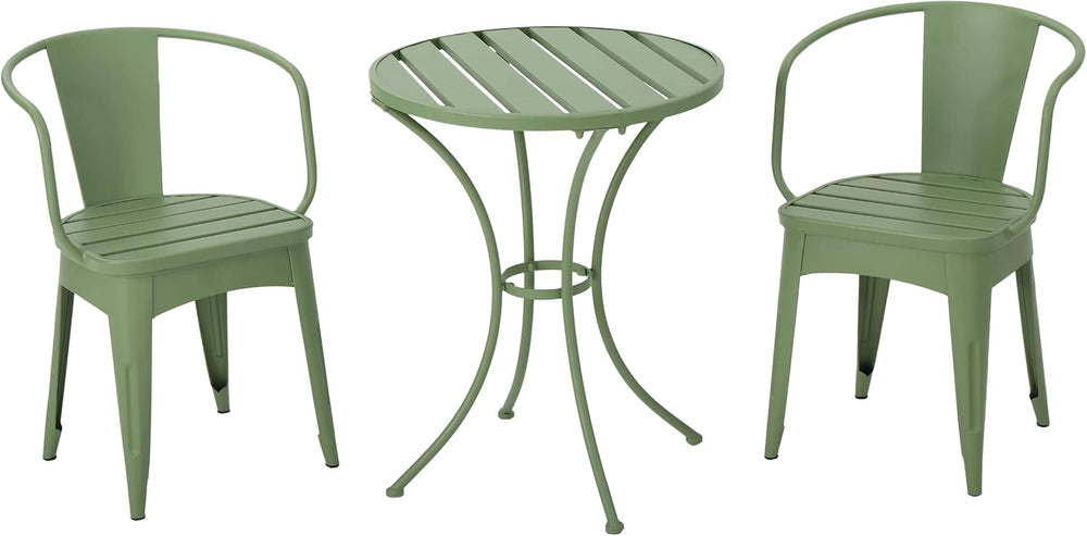 Christopher Knight Home Colmar Outdoor Iron Bistro Set, 3-Pcs Set, Matte Green