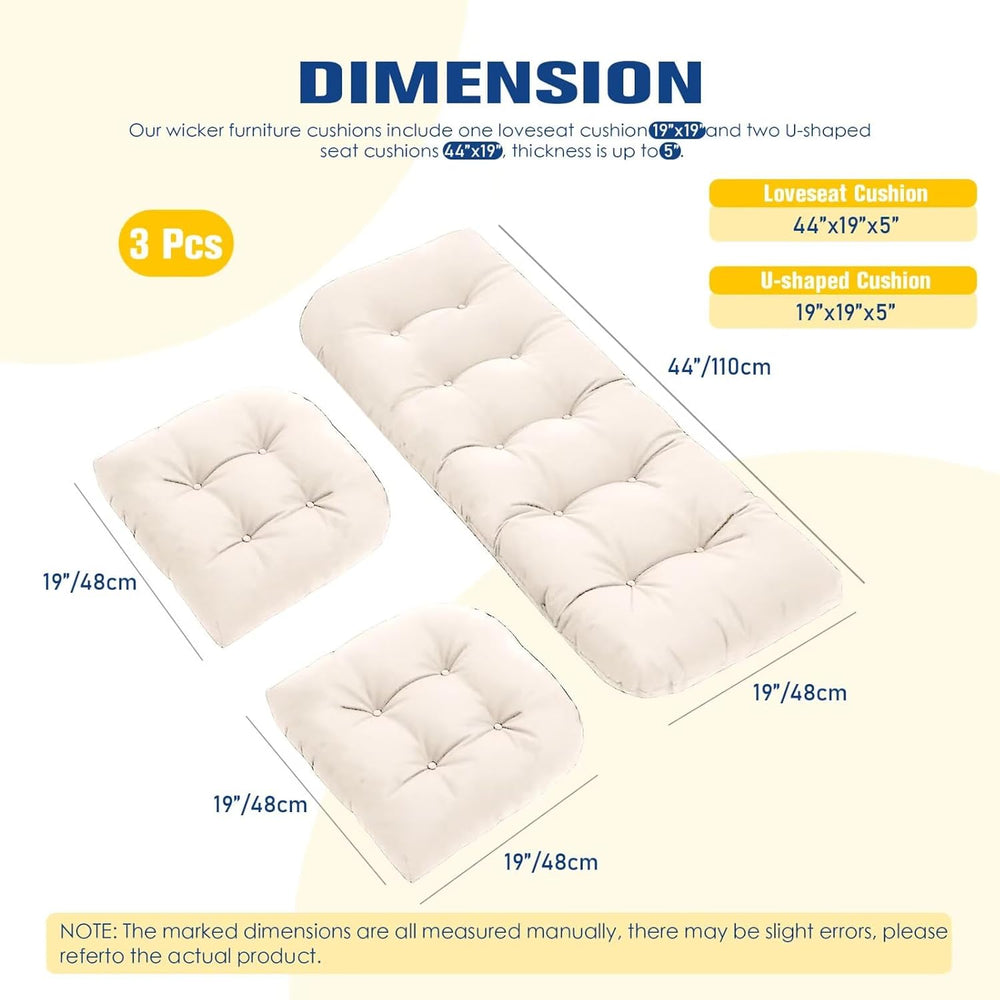Wicker Furniture Cushions Outdoor, Patio Seat Chair Pads, Waterproof