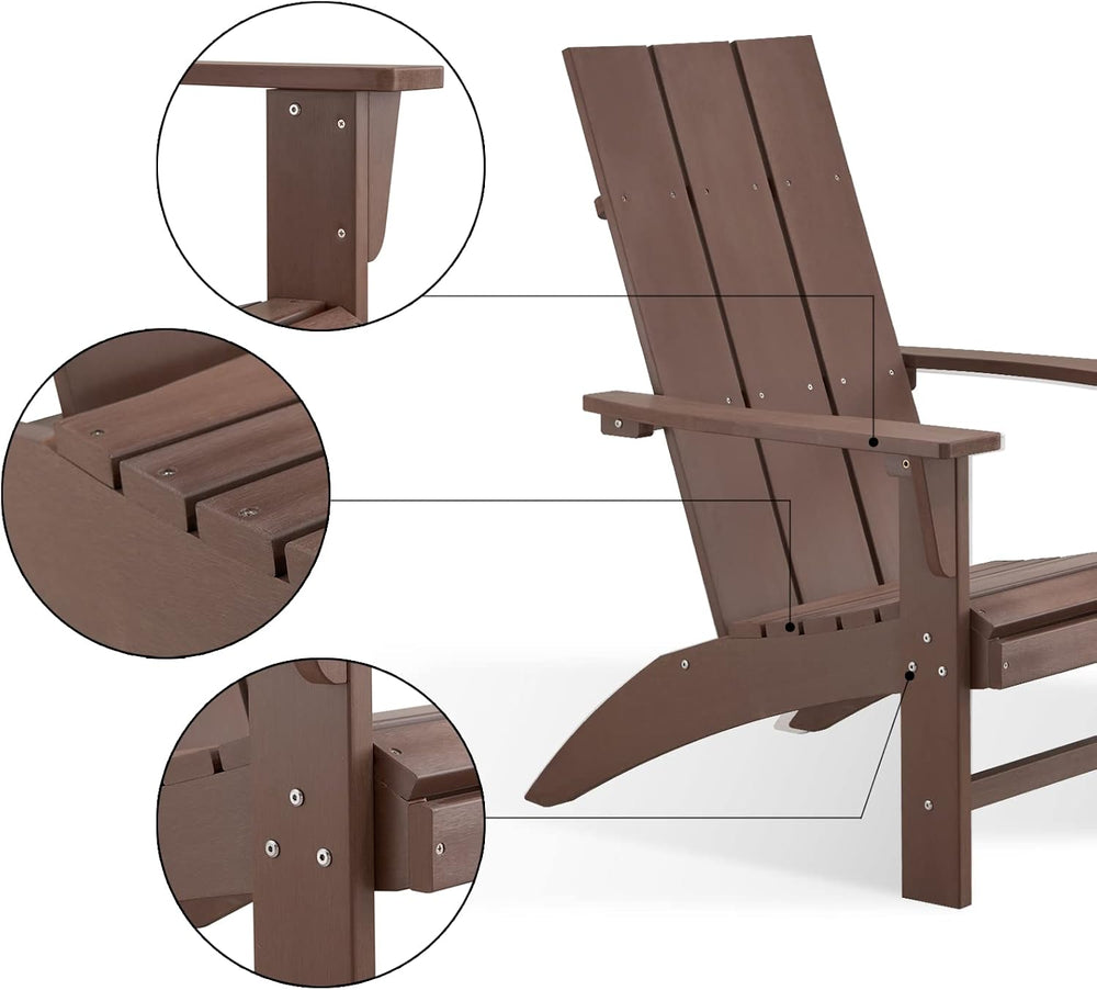 Psilvam Modern Adirondack Chairs Set of 2, Oversized,Dark Brown