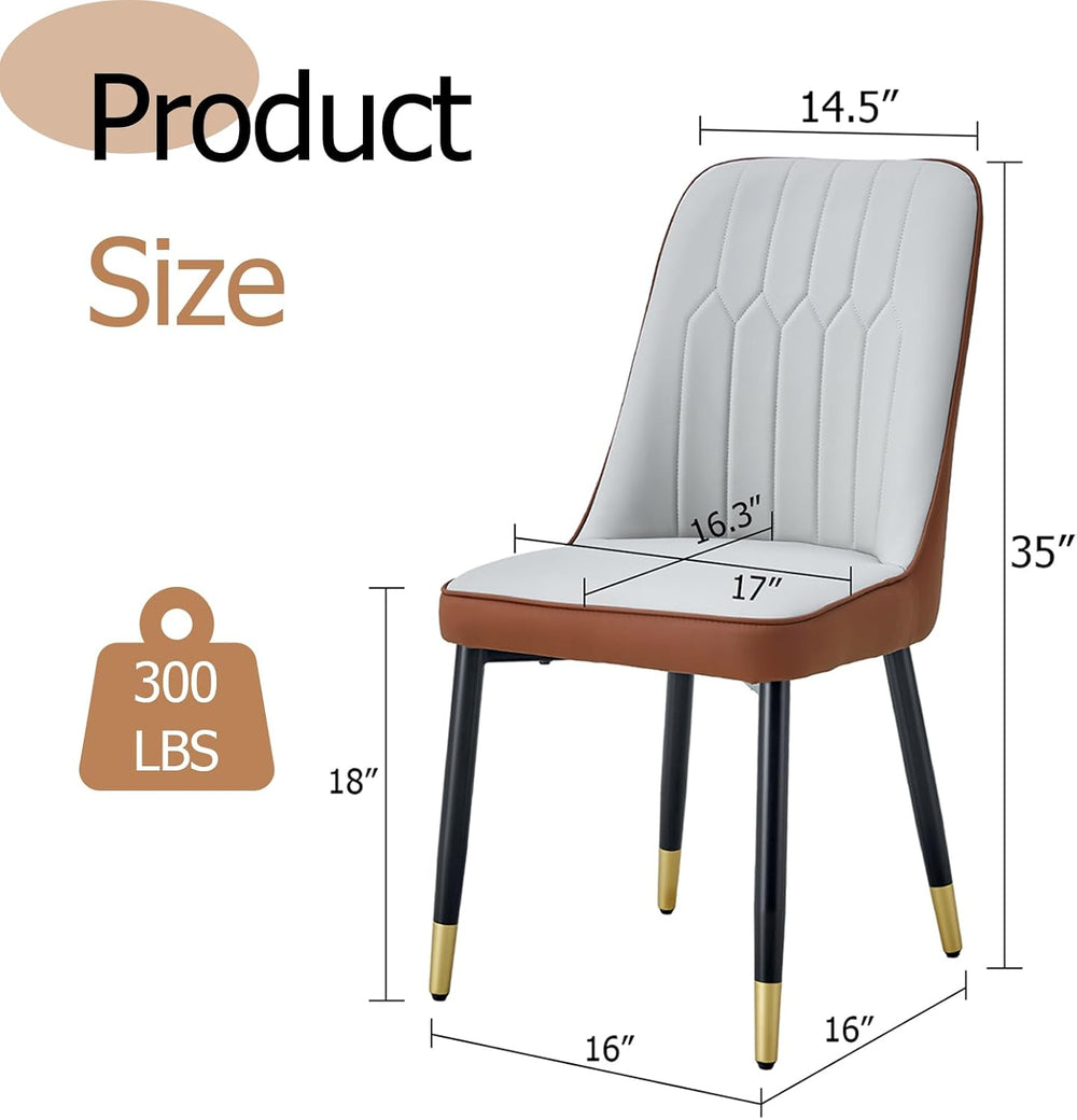 Ebullient Modern Dining Chairs Set of 2, Armless PU Leather Upholstered Seat ...