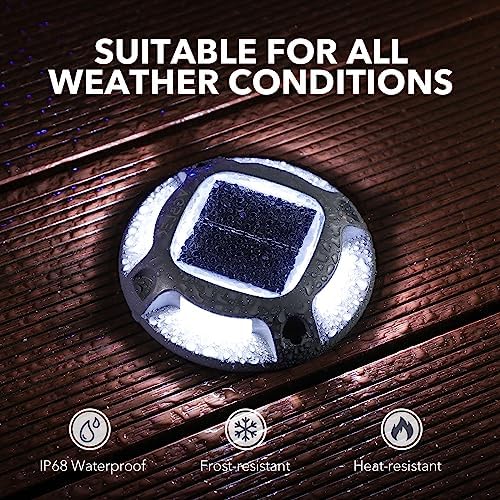 AGPTEK Solar Driveway Lights Outdoor 12 Pack, 2 Color Modes LED Deck Dock