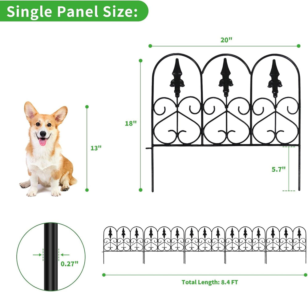 5Pack Decorative Garden Fence Metal Fence Border 18" H x 20" W Fenc...
