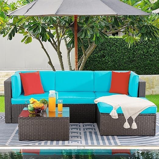 Shintenchi 5 Pieces Patio Furniture Sets Outdoor All-Weather Sectional Patio ...