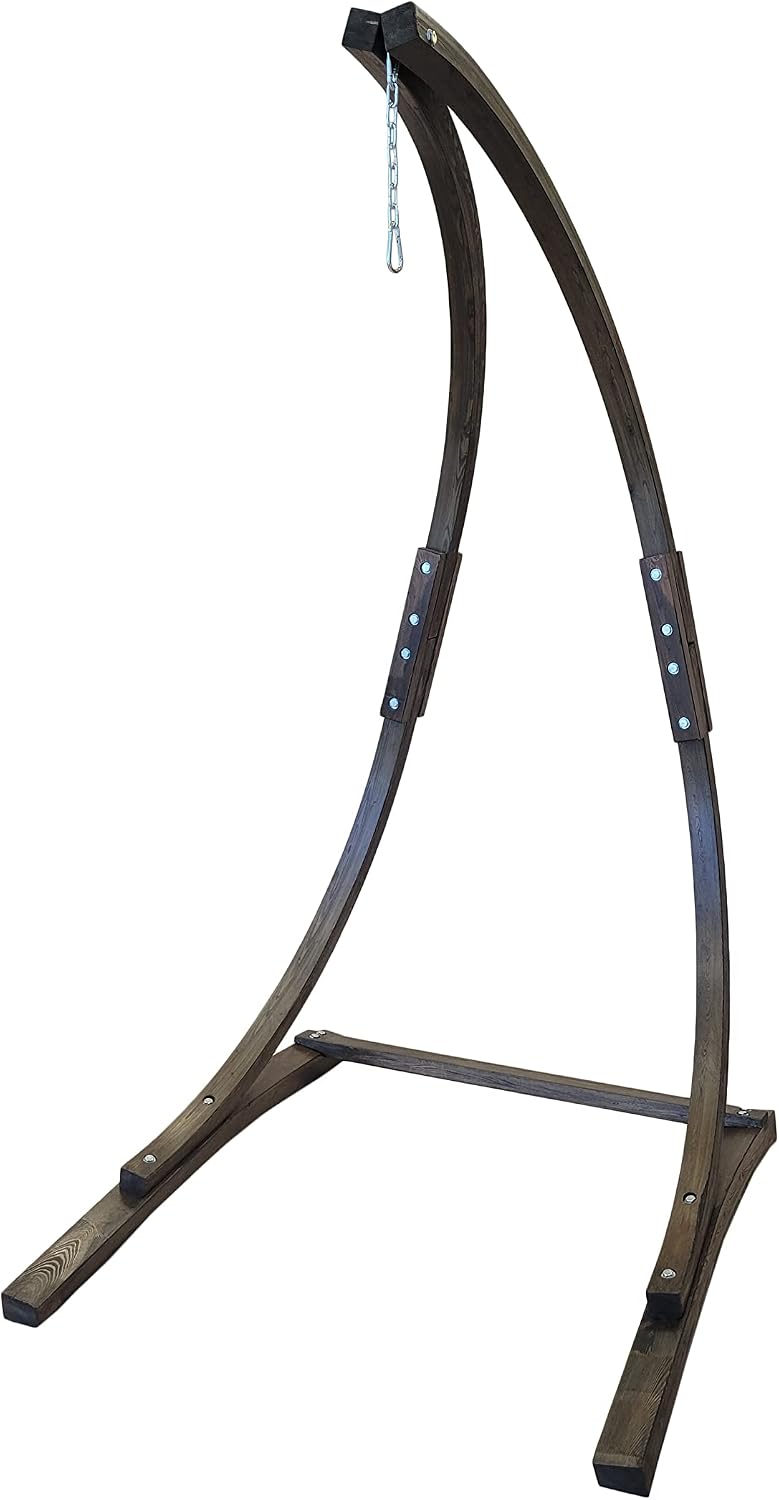 7 Ft. Coffee Stain, Wooden Hammock Chair Stand. Perfect for Indoor/Outdoor Ho...