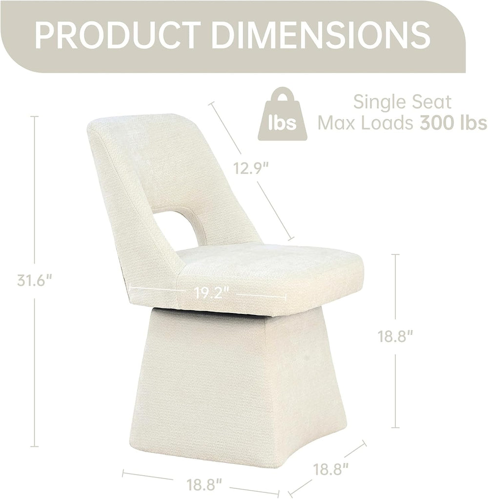 VKNOW Upholstered Swivel Dining Chair with Curved Open Back