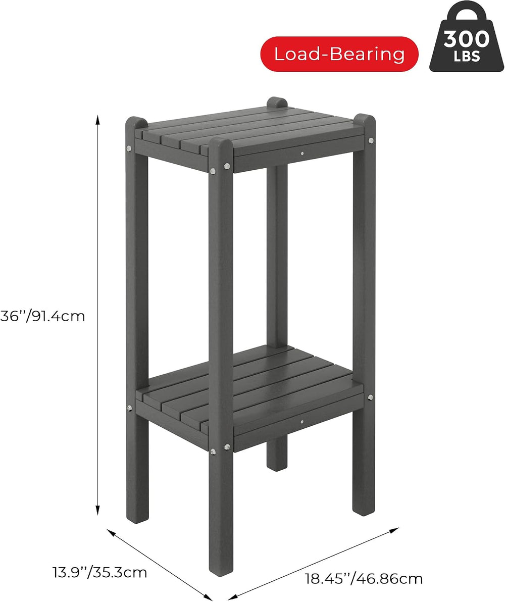Costaelm Outdoor Side Table, 2-Tier Small Patio Coffee Tables for Outside, Ou...