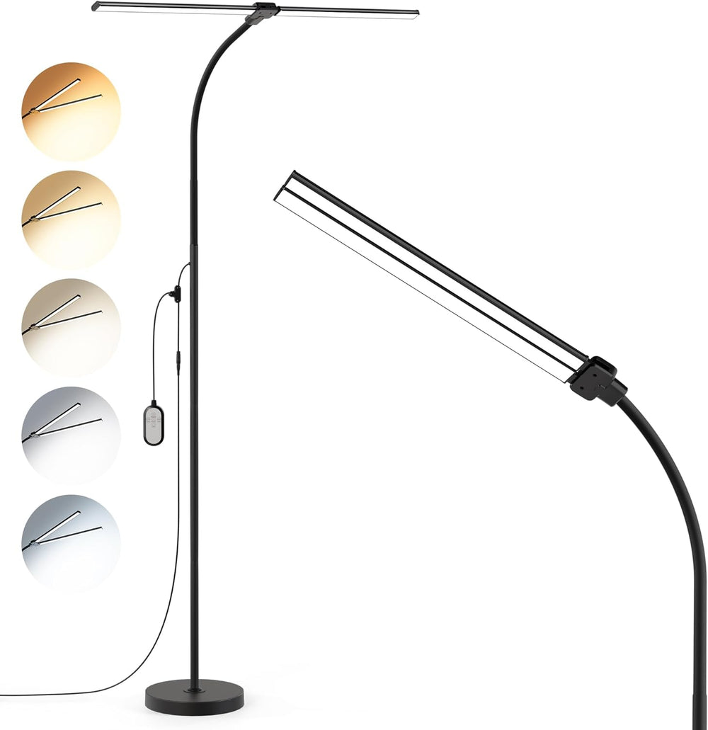 LED Floor Lamp 20W 1400LM Adjustable Neck, Bright Color Changing Light