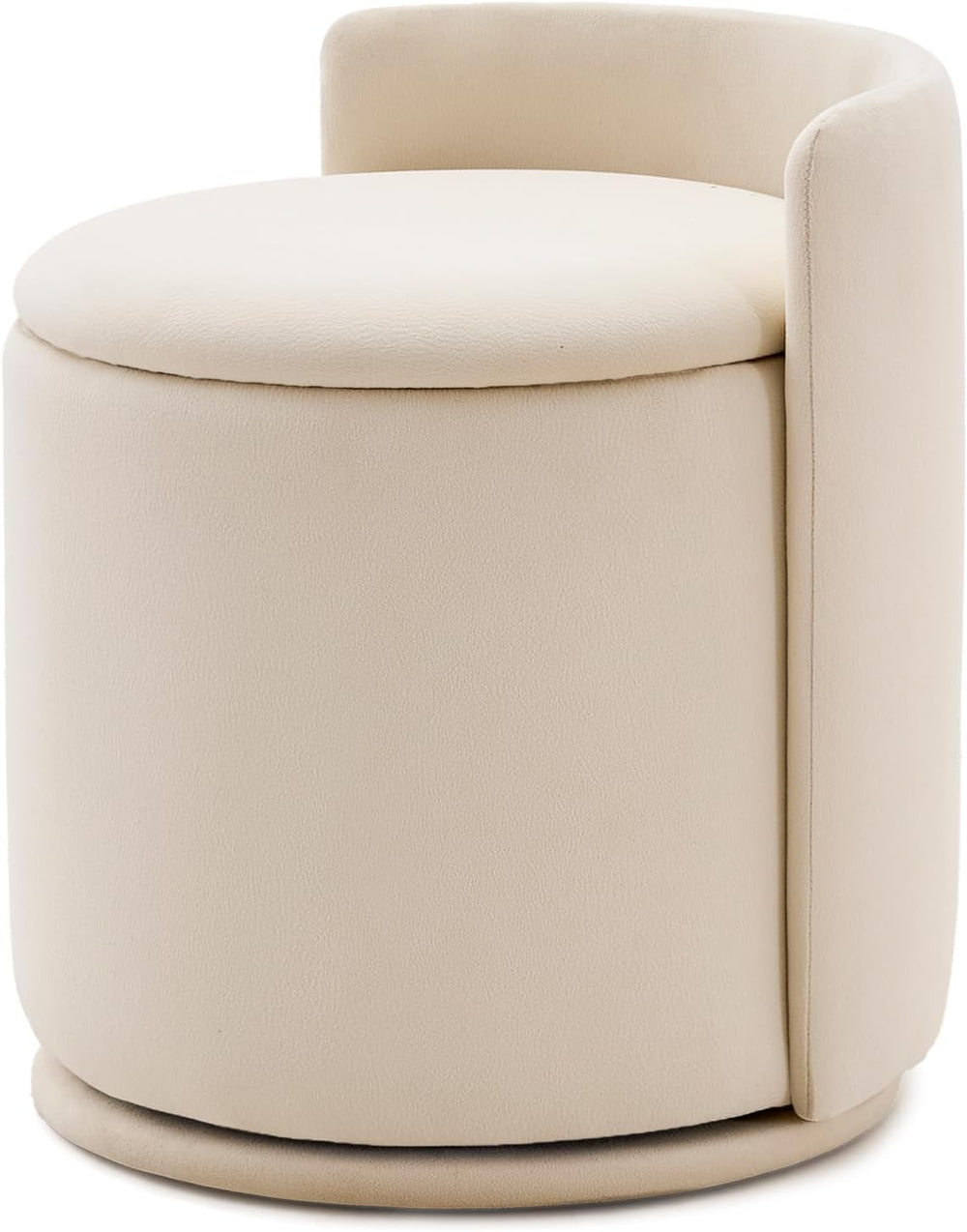 360° Swivel Makeup Chair with Storage, Upholstered Accent Stool with Back, Ro...