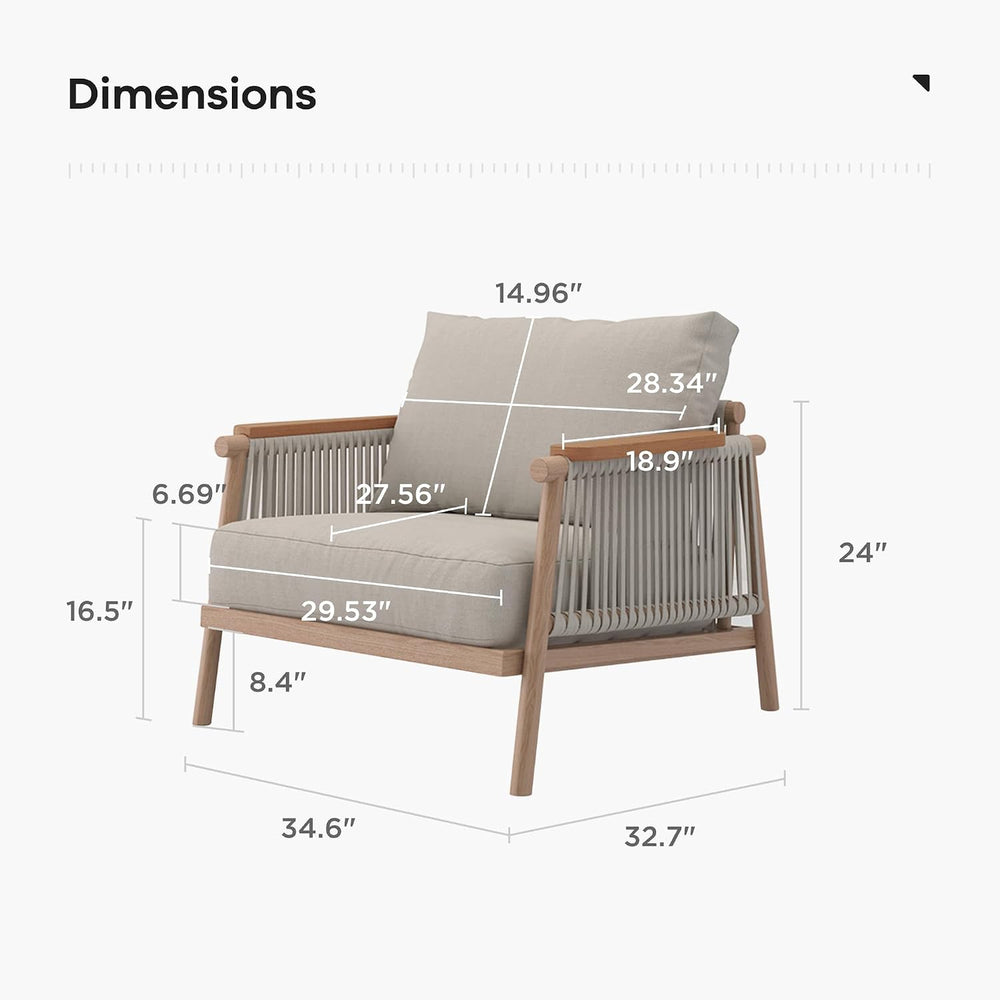 Acanva Moss Aluminum Outdoor Patio Furniture, Armchair
