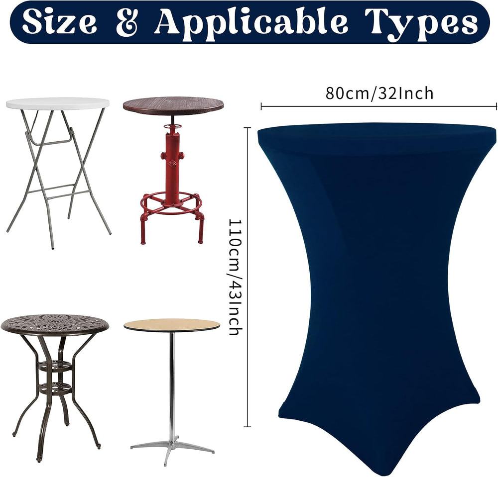 HAISIWLKJ 8 Pack Cocktail Table Covers 32x43 Inch Fitted Stretch Spandex Squa...