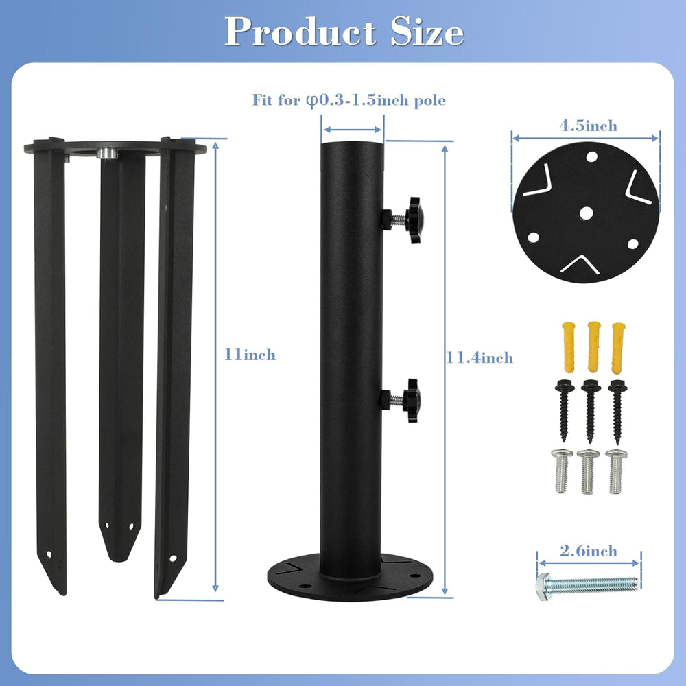 Patio Umbrella Stand Base, Heavy Duty Outdoor Umbrella Holder, Metal Grass Um...