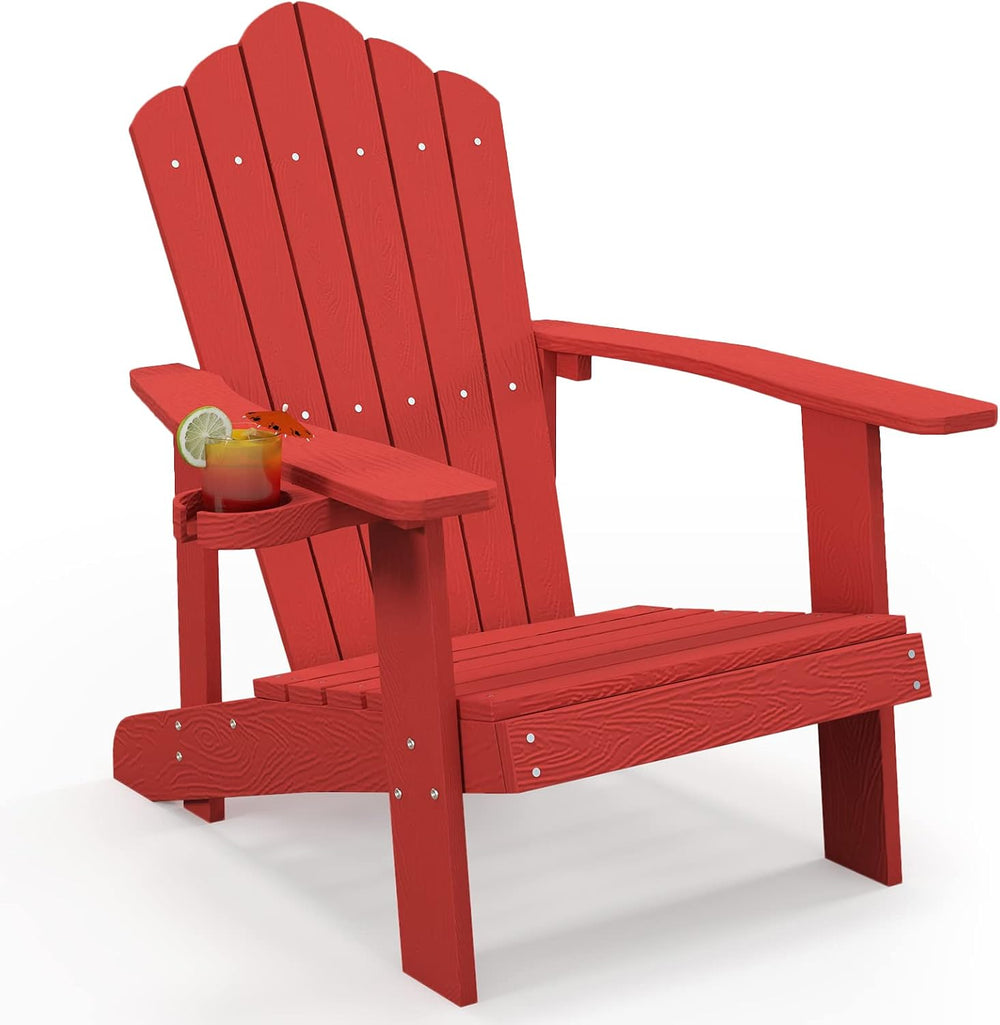 Tangkula Oversized Adirondack Chair, Patio Lounge Chairs w/Adjustable Cup Hol...