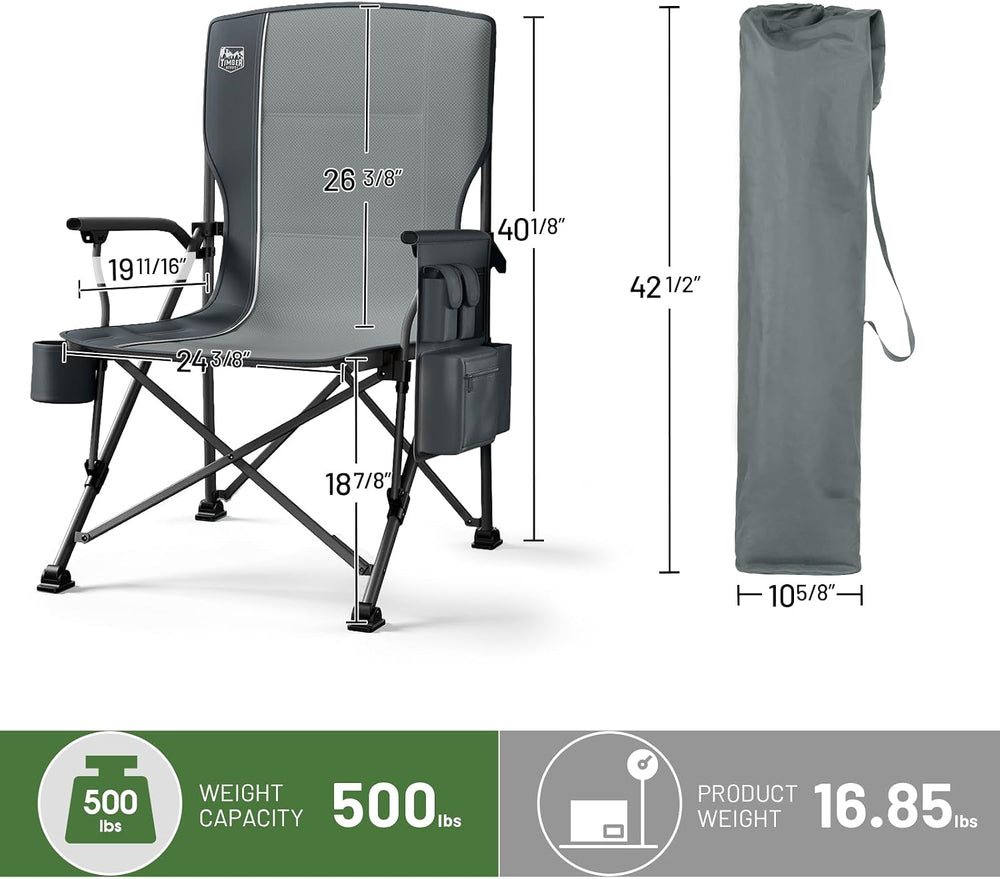 TIMBER RIDGE Oversized Folding Camping Chair High Back Heavy Duty for Adults ...
