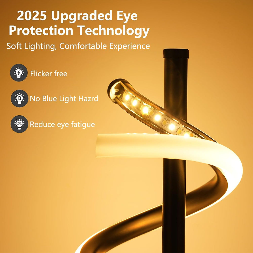 NUÜR Black Spiral LED Table Lamp, Dimmable Metallic Bedside Lamp