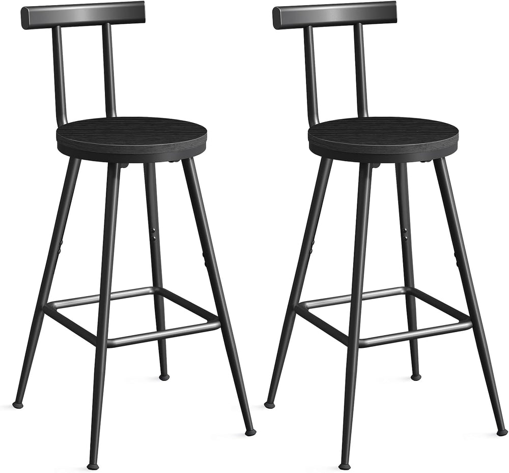 MAHANCRIS Bar Stools, Set of 2 Bar Chairs with Backrest and Footrest, 26&quot...