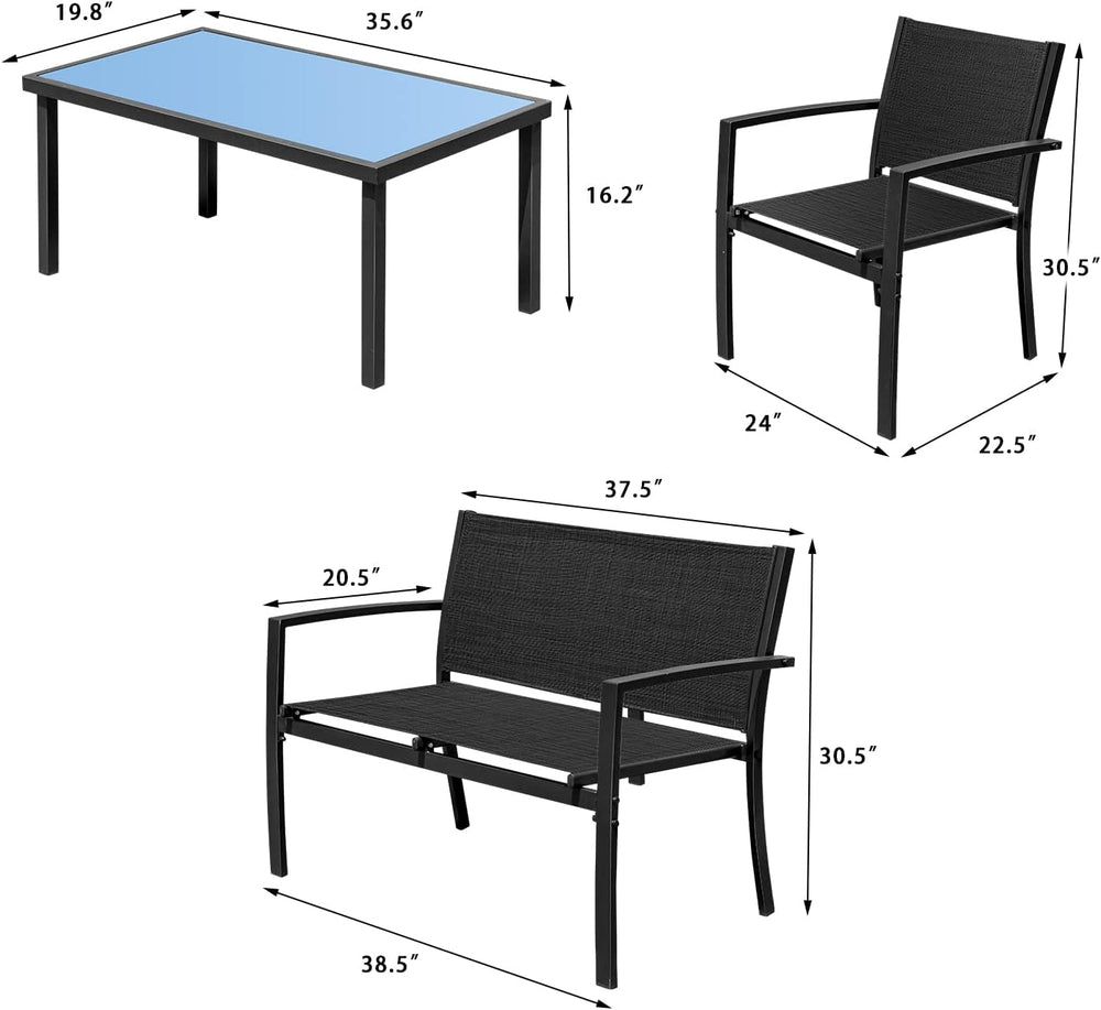 Devoko Outdoor Furniture Set 4 Piece Patio Conversation Sets Porch Furniture ...
