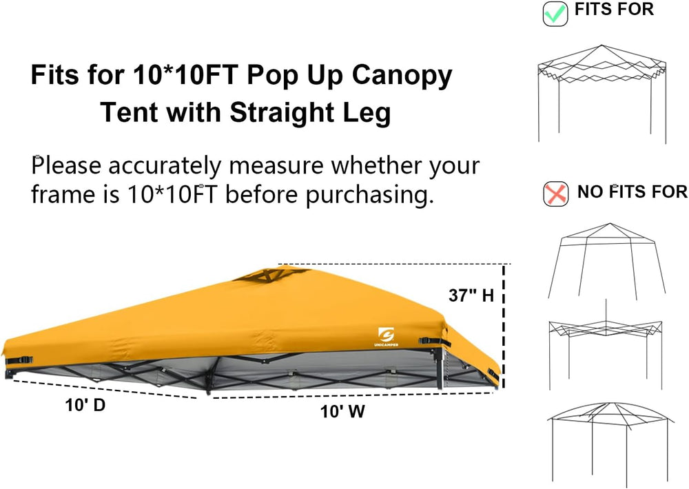 10x10 Pop Up Canopy Replacement Top Cover with Air Vent(Frame NOT INCUDE)